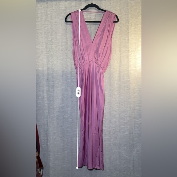 Banana Republic Plunge Draped V-Neck Long Satin Maxi Dress Size M - Picture 9 of 9
